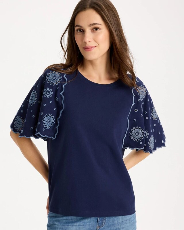 Embroidered Scallop Tee